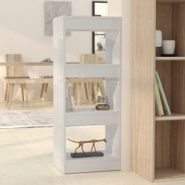 Book Cabinet/Room Divider High Gloss White 15.7"x11.8"x40.6"