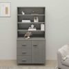 Highboard Solid Wood Pine Light Gray