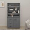 Highboard Solid Wood Pine Dark Gray