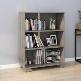 Book Cabinet Light Gray 33.5"x13.8"x13.8" Solid Wood Pine