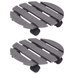 Plant Trolleys 2 pcs Gray Ã˜11.8"x3" WPC