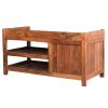 DunaWest Entryway Bench with Wooden Seat and 2 Slatted Shelves; Brown