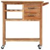 Kitchen Trolley 31.5"x17.7"x35.8" Solid Wood Acacia