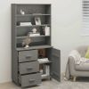 Highboard Solid Wood Pine Light Gray