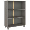 Book Cabinet Light Gray 33.5"x13.8"x13.8" Solid Wood Pine