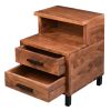 Dunawest 22 Inch Acacia Wood Nightstand; Bedside Table with 2 Drawers and Open Cubby; Walnut Brown