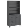 Highboard Solid Wood Pine Dark Gray