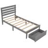 Twin Size Platform Bed with Drawer, Gray RT