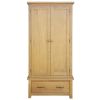 Wardrobe with 1 Drawer Solid Oak Wood 35.4"x20.5"x72"