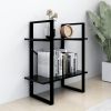 2-Tier Book Cabinet Black 23.6"x11.8"x27.6" Engineered Wood