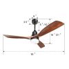 52 Inch Ceiling Fan with Lights and 6 Speed Remote Control, 3 Blades Ceiling Fan Indoor for Bedroom DC Motor