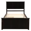 Platform Storage Bed, 2 drawers with wheels, Twin Size Frame, Espresso (New) RT