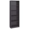 5-Tier Book Cabinet High Gloss Gray 23.6"x9.4"x68.9" Chipboard