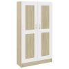 Book Cabinet White and Sonoma Oak 32.5"x12"x59.1" Chipboard