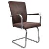 3052993 Cantilever Dining Chairs 4 pcs Brown Faux Suede Leather