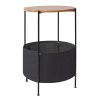 Round Side Table with Storage Basket Small End Table Nightstand with Fabric Storage for Living Room Bedroom Home Office XH