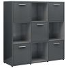 Book Cabinet High Gloss Gray 35.4"x11.8"x35.4" Chipboard