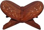 WILLART Large Beautiful Wooden Floral Carved Holy Gita Quran Bible Book Holder Free Reading Book Support Folding Religious Prayer Display Stand