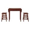 DunaWest 3 Piece Breakfast Table Set with Double Drop Leaf and Wooden Seating; Walnut Brown