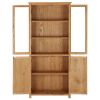 Bookcase 4 Doors 31.5"x13.8"x70.9" Solid Oak Wood and Glass