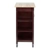 DunaWest Wooden Rectangular Kitchen Cart with 1 Door and Open Compartments; Espresso Brown