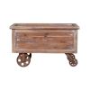 DunaWest Distressed Mango Wood Trunk Storage Coffee Table with Tray Top and Casters; Brown