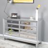 FCH Mirror Left 4 Draws Right 4 Draws Diamond Shape Handle TV Stand Silver
