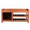 DunaWest Entryway Bench with Wooden Seat and 2 Slatted Shelves; Brown