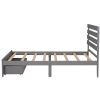 Twin Size Platform Bed with Drawer, Gray RT
