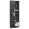 5-Tier Book Cabinet High Gloss Gray 23.6"x9.4"x68.9" Chipboard