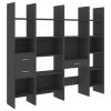 4 Piece Book Cabinet Set Gray Chipboard