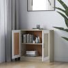 Book Cabinet White and Sonoma Oak 32.5"x12"x31.5" Chipboard