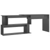 Corner Desk High Gloss Gray 78.7"x19.7"x29.9" Chipboard
