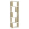 Book Cabinet/Room Divider White and Sonoma Oak 17.7"x9.4"x62.6" Chipboard