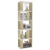 Book Cabinet/Room Divider White and Sonoma Oak 17.7"x9.4"x62.6" Chipboard