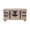 DunaWest Farmhouse Mango Wood Lift Top Storage Coffee Table with Metal Inlays; Brown and Black