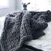 Chinille Knitting Blanket Bed Throw Yarn Baby Bulky Soft Throw, 1.2*1.5m, Dark Grey
