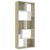 Book Cabinet White and Sonoma Oak 26.4"x9.4"x63.4" Chipboard