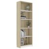 5-Tier Book Cabinet White and Sonoma Oak 23.6"x9.4"x68.9" Chipboard