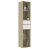 Book Cabinet White and Sonoma Oak 14.2"x11.8"x67.3" Chipboard