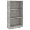 3-Tier Book Cabinet Concrete Gray 23.6"x9.4"x42.5" Chipboard