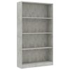 4-Tier Book Cabinet Concrete Gray 31.5"x9.4"x55.9" Chipboard