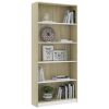 5-Tier Book Cabinet White and Sonoma Oak 31.5"x9.4"x68.9" Chipboard