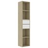 Book Cabinet White and Sonoma Oak 14.2"x11.8"x67.3" Chipboard