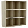 Book Cabinet White and Sonoma Oak 38.6"x11.8"x38.6" Chipboard