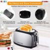 Toaster 2 Slice Stainless Steel Bread Toster Extra Wide Reheat Functions Removable Crumb Tray 7 Shade Heat Settings 5 Core TS 2SL