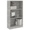 3-Tier Book Cabinet Concrete Gray 23.6"x9.4"x42.5" Chipboard