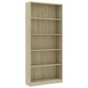 5-Tier Book Cabinet Sonoma Oak 31.5"x9.4"x68.9" Chipboard