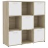 Book Cabinet White and Sonoma Oak 35.4"x11.8"x35.4" Chipboard