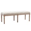 End of Bed Bench Upholstered Entryway Bench French Benchwith Rubberwood Legs for Bedroom/Entry/Hallway